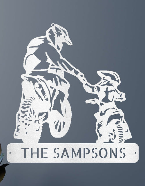 Load image into Gallery viewer, Father and Son Motocross Personalized Gifts - Custom Metal Sign
