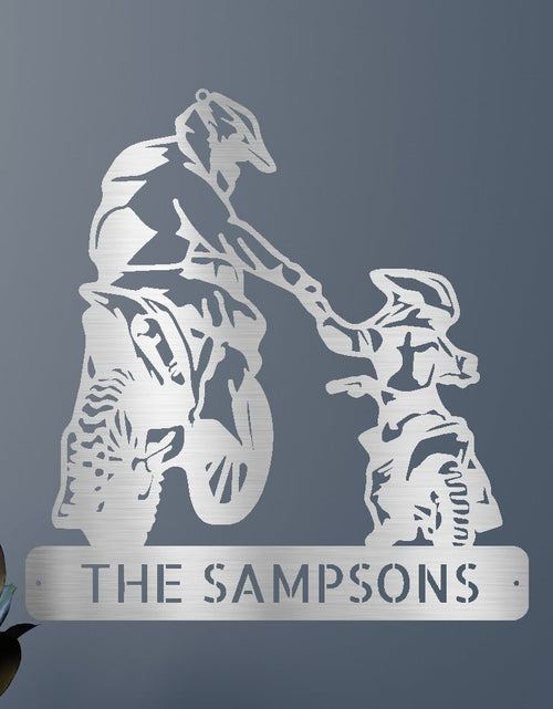 Load image into Gallery viewer, Father and Son Motocross Personalized Gifts - Custom Metal Sign
