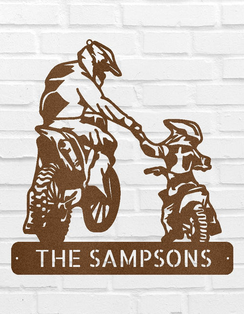Load image into Gallery viewer, Father and Son Motocross Personalized Gifts - Custom Metal Sign

