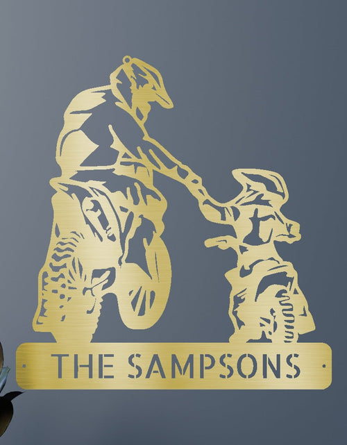 Load image into Gallery viewer, Father and Son Motocross Personalized Gifts - Custom Metal Sign
