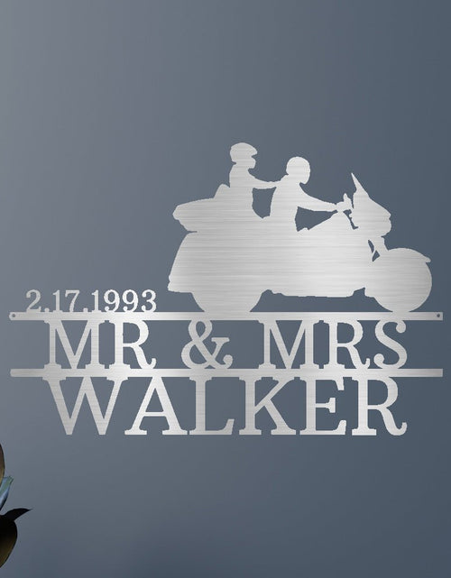 Load image into Gallery viewer, Motorcycle Couple Personalized Gifts - Custom Metal Sign
