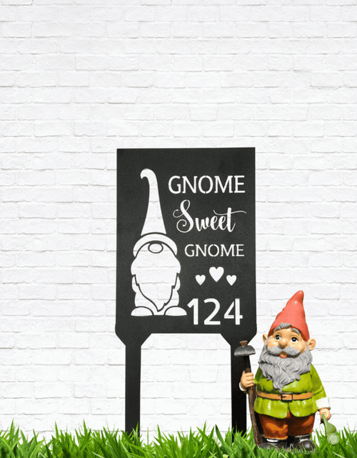 Resmi Galeri görüntüleyicisine yükleyin, Gnome Home Kazığı - Özel Metal Tabela
