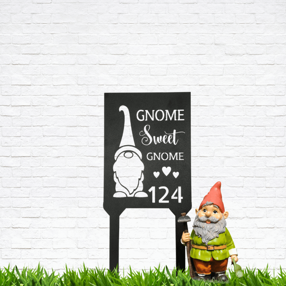 Gnome Home Kazığı - Özel Metal Tabela