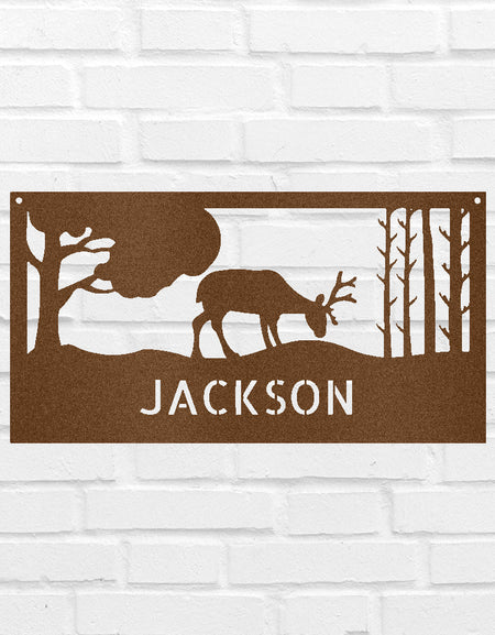 Otlayan Geyik Kişiselleştirilmiş Hediyeler - Özel Metal Tabela