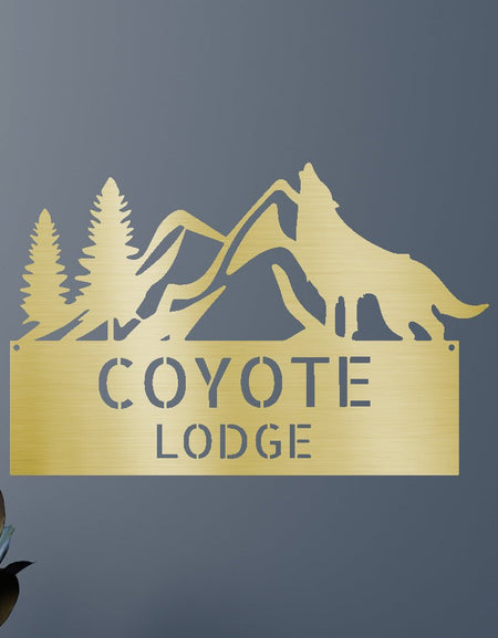 Home Sign - Custom Metal Sign, Grey Wolf Design