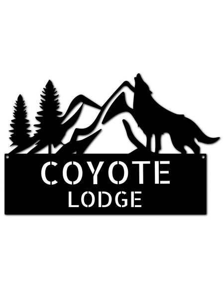 Home Sign - Custom Metal Sign, Grey Wolf Design