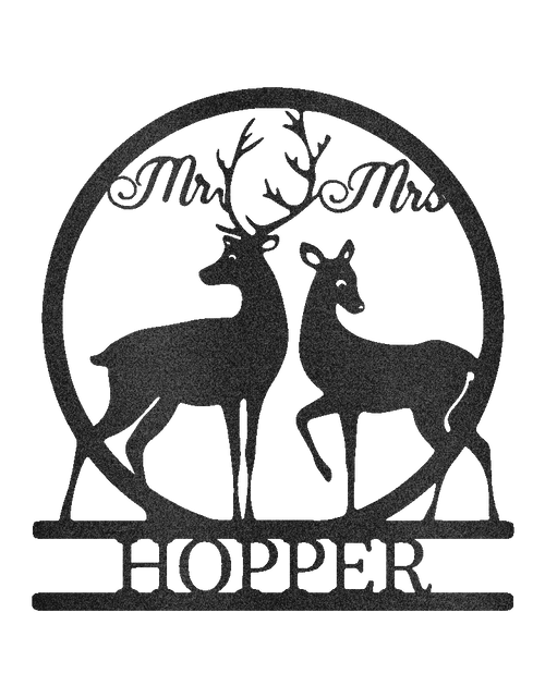 Load image into Gallery viewer, Mr and Mrs Deer Personalized Gifts - Custom Metal Sign
