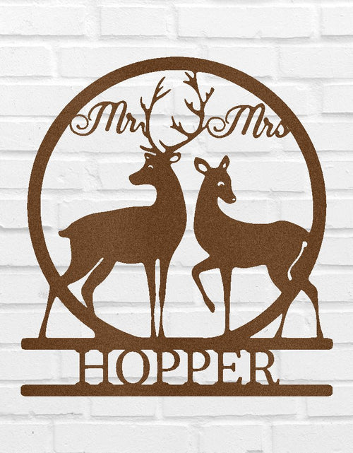 Load image into Gallery viewer, Mr and Mrs Deer Personalized Gifts - Custom Metal Sign
