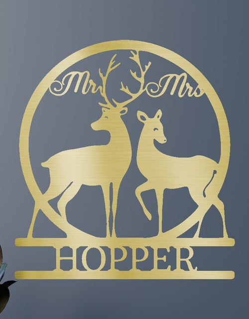 Load image into Gallery viewer, Mr and Mrs Deer Personalized Gifts - Custom Metal Sign
