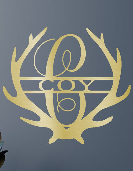 İsim Levhası - Özel Metal Levha, Boynuz Resmi, Geyik Monogramı, Noel Hediyesi