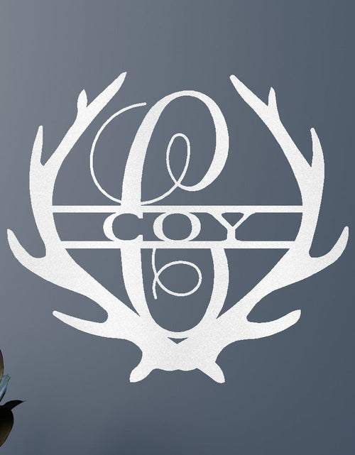 Load image into Gallery viewer, Name Sign - Custom Metal Sign, Antler Artwork, Deer Monogram, Christmas Gift
