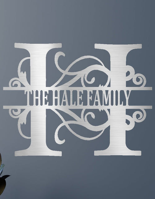 Resmi Galeri görüntüleyicisine yükleyin, İsim Levhası - Özel Metal Levha, Aile Bölünmüş Harf Monogramı, Düğün Hediyesi
