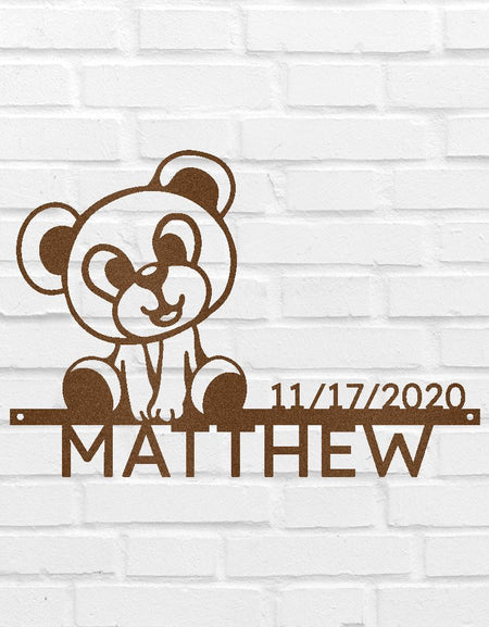 Yenidoğan Bebek Hediyesi - Özel Metal Tabela, Teddy Tasarımı