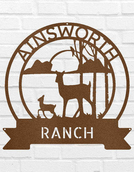 Çiftlik Geyiği Gün Batımı Kişiselleştirilmiş Hediyeler - Özel Metal Tabela