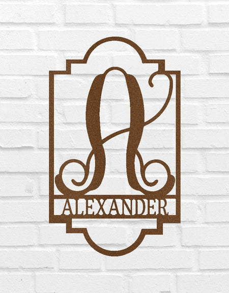 Regal Kişiselleştirilmiş Hediyeler - Özel Metal Tabela, Bölünmüş Harf, Soyadı