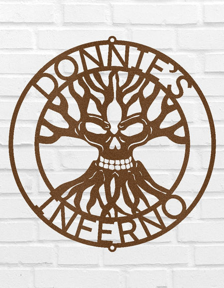 Kafatası Aile Ağacı Kişiselleştirilmiş Hediyeler - Özel Metal Tabela