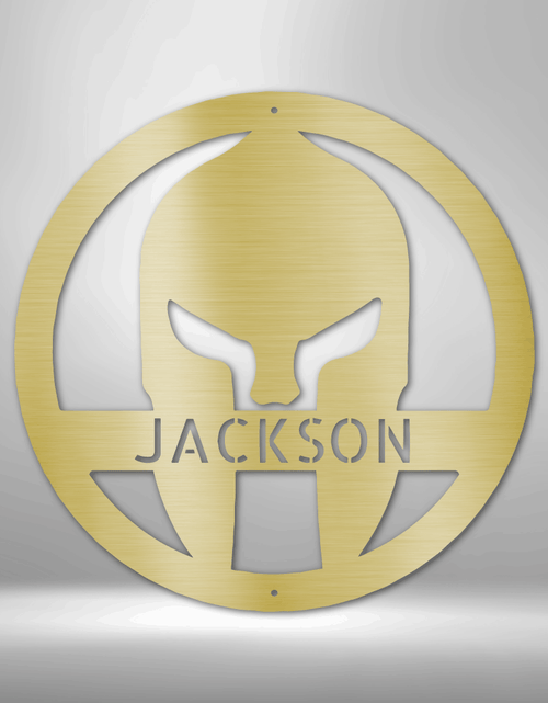 Load image into Gallery viewer, Spartan Helmet Personalized Gifts - Custom Metal Sign
