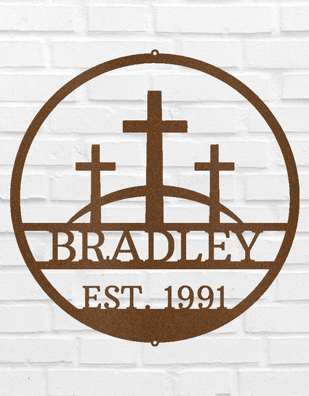 Üç Haç İsa Kişiye Özel Hediyeler - Özel Metal Tabela, Sevgiyle Anısına