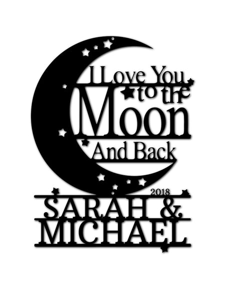 Düğün Hediyesi Kişiselleştirilmiş Hediyeler - Özel Metal Tabela, Seni Ay'a ve Geri Seviyorum