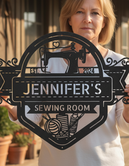 Custom Metal Sign for Quilting & Sewing Craft Rooms