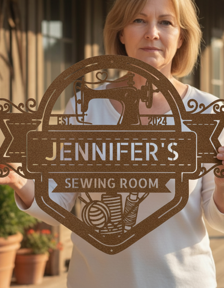 Custom Metal Sign for Quilting & Sewing Craft Rooms