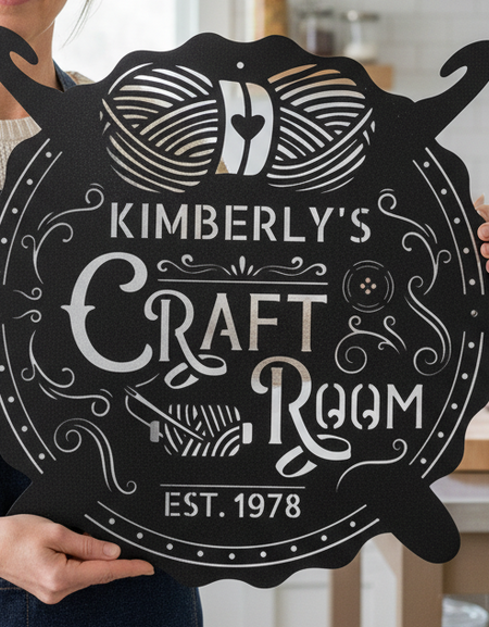 Tığ İşi ve El Sanatları Odası Özel Metal Tabelası – Dikiş Odası Dekoru