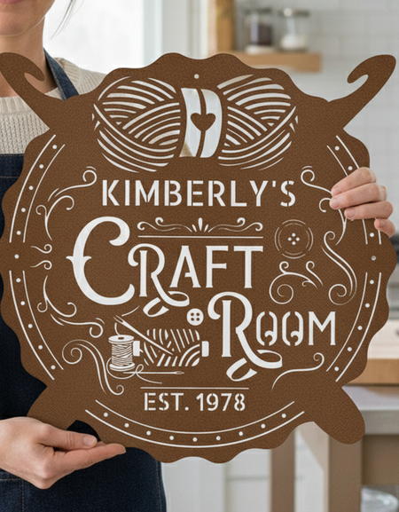 Tığ İşi ve El Sanatları Odası Özel Metal Tabelası – Dikiş Odası Dekoru